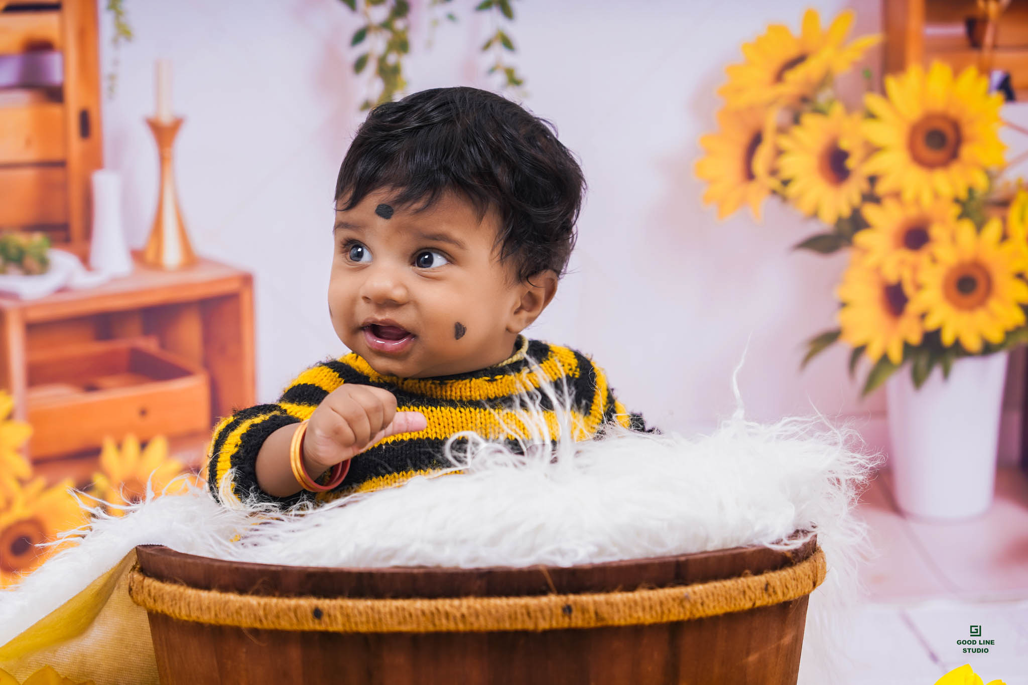 Honey bee theme baby photography in Madurai