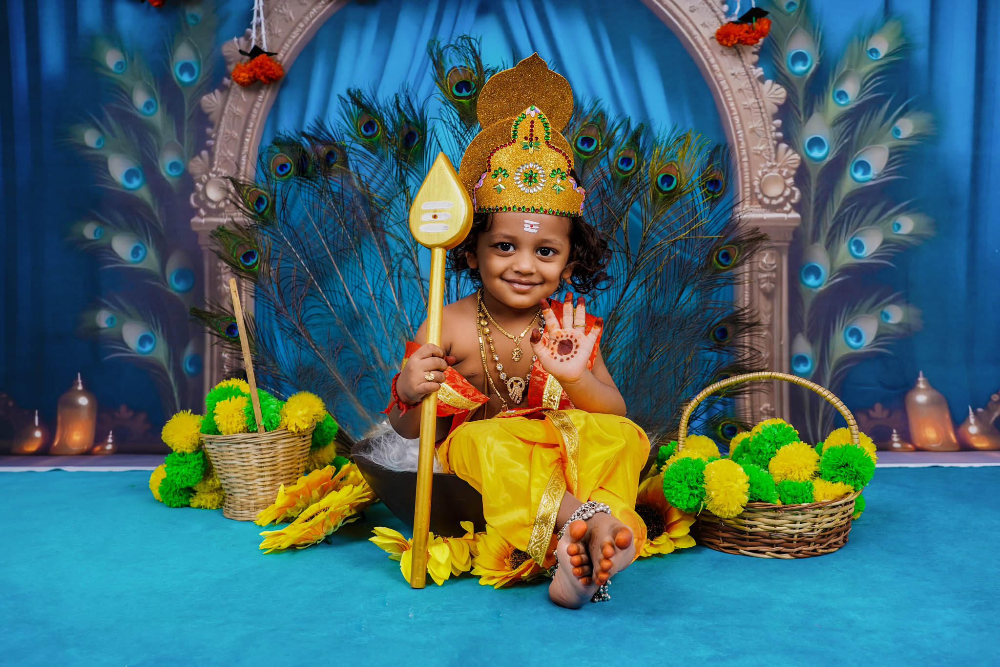 Murugan theme baby photography in Madurai