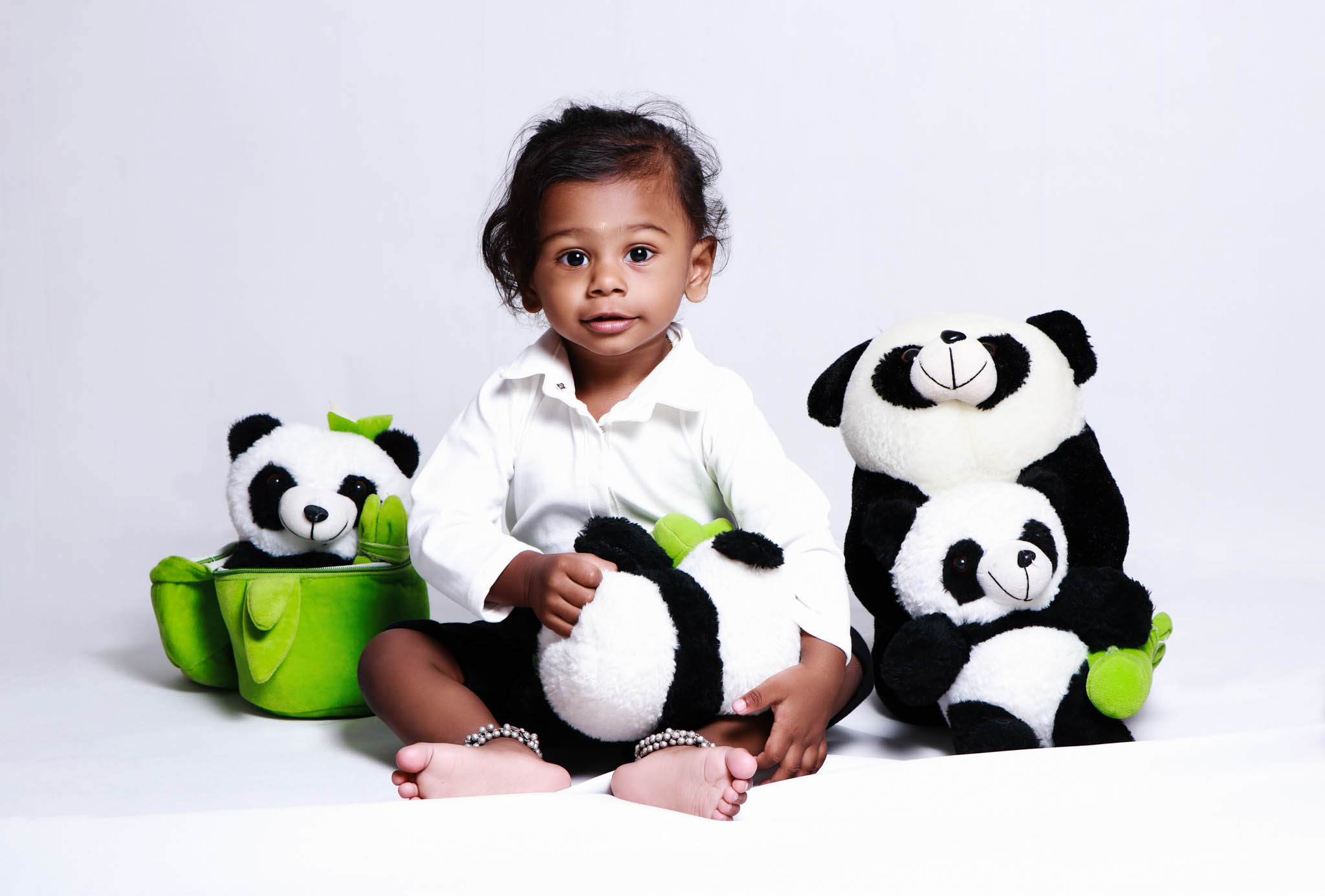 Teddy bear themed baby photography in Madurai